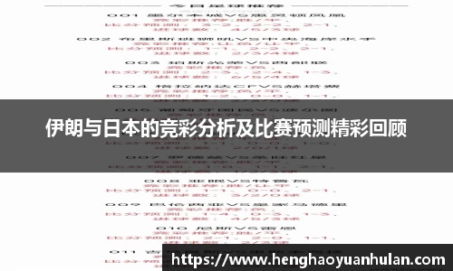 伊朗与日本的竞彩分析及比赛预测精彩回顾